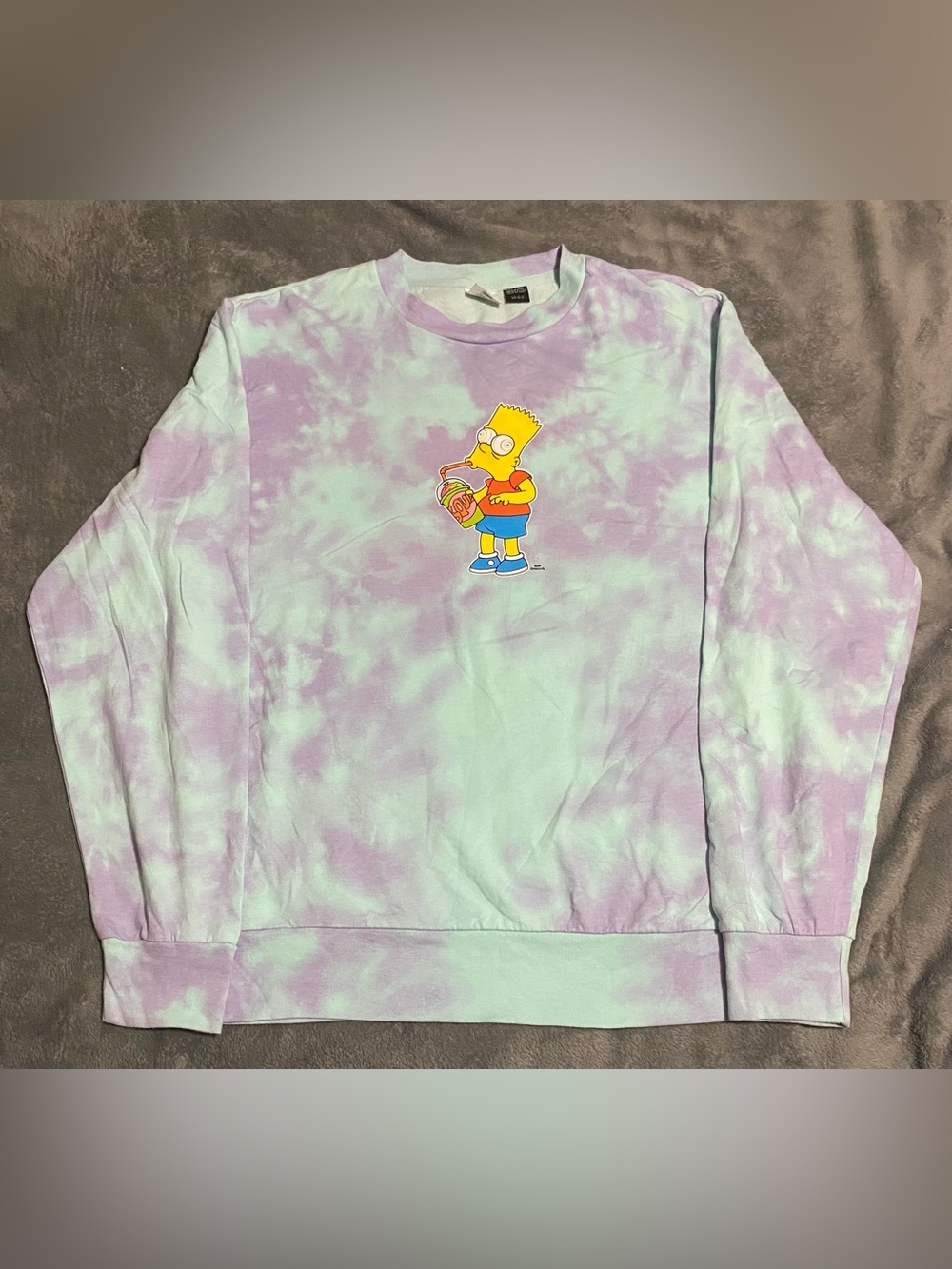 Tie-Dye Bart Simpson Graphic Sweatshirt - Purple & Mint